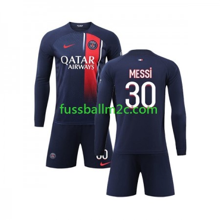 Fußballtrikots Paris Saint-Germain Lionel Messi 30 Kinder Heim Trikotsatz 2023-2024 Langarm